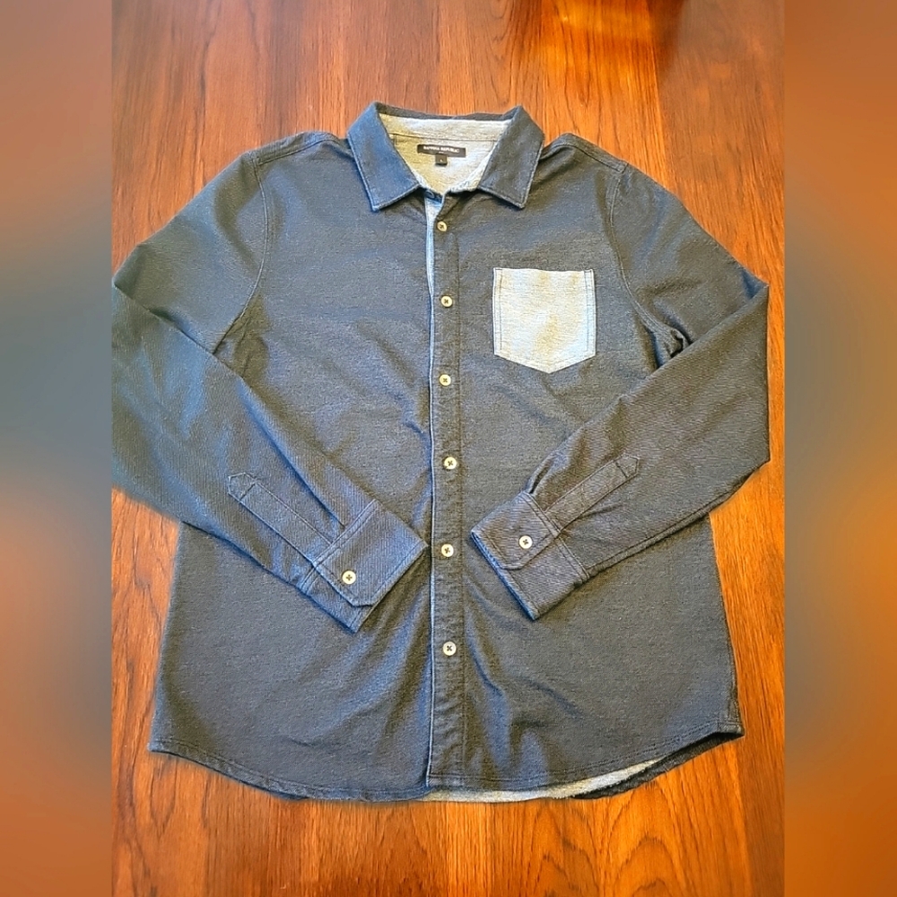 Banana Republic Men’s Large Charcoal Black Heather Buttondow Long Sleeve Shirt